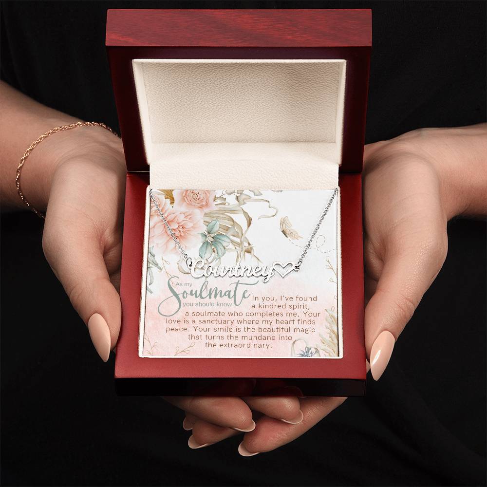 kindred spirit name necklace with heart