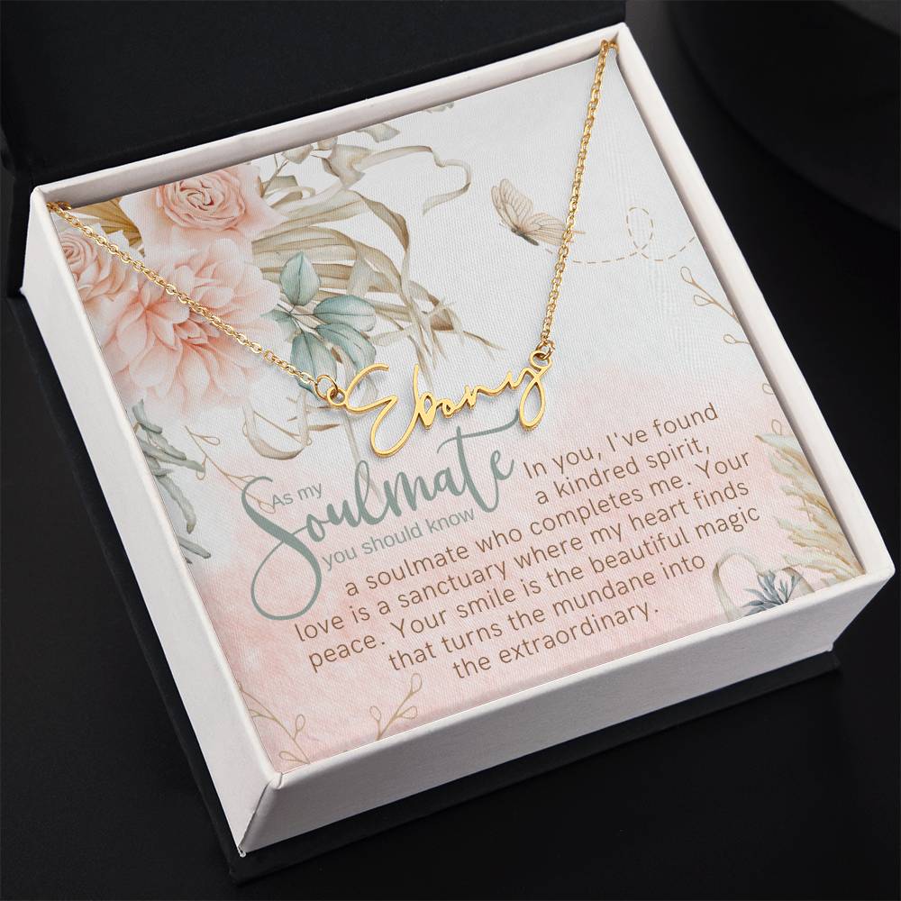 Kindred Spirit Thin Horizontal Script Name Necklace