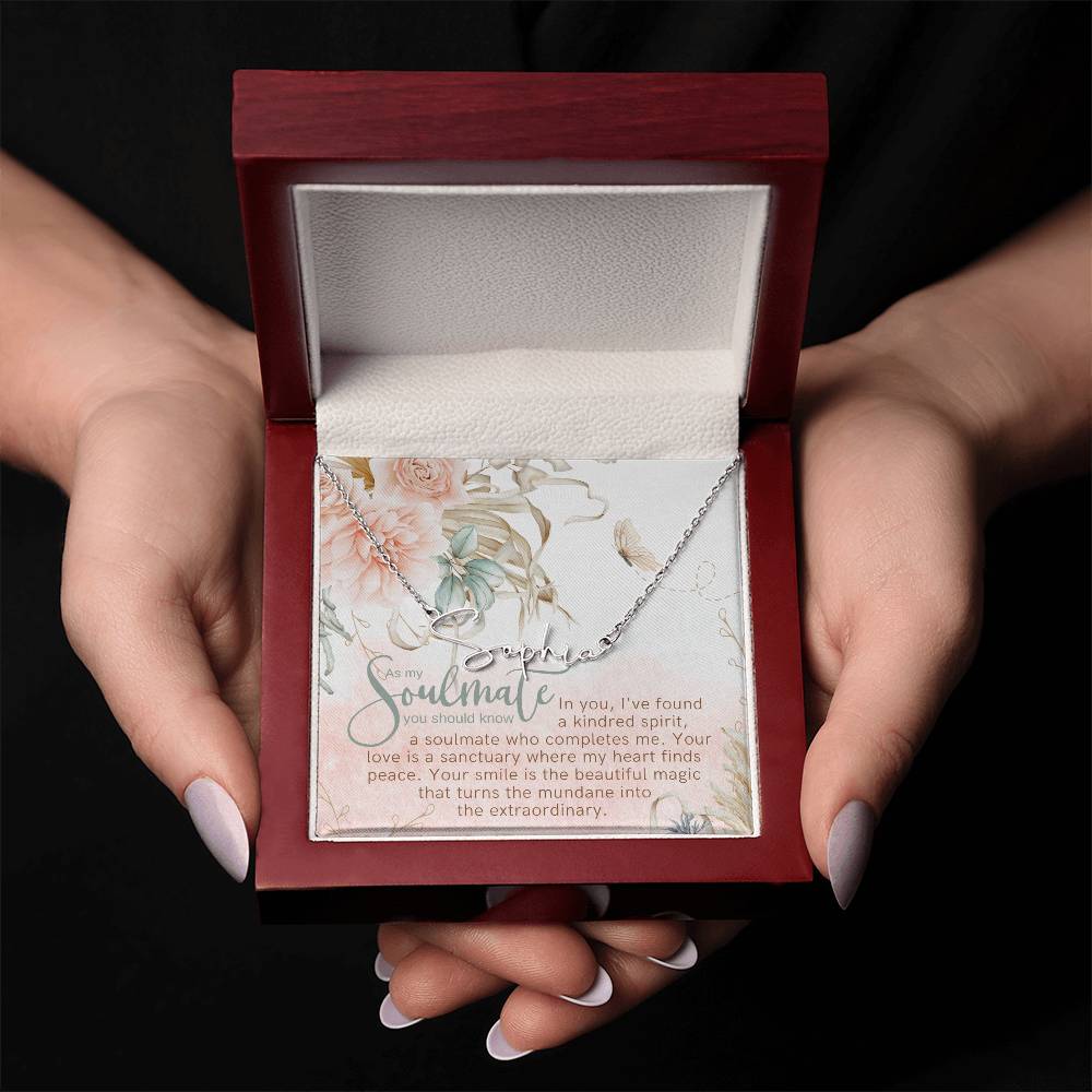 Kindred Spirit Thin Horizontal Script Name Necklace
