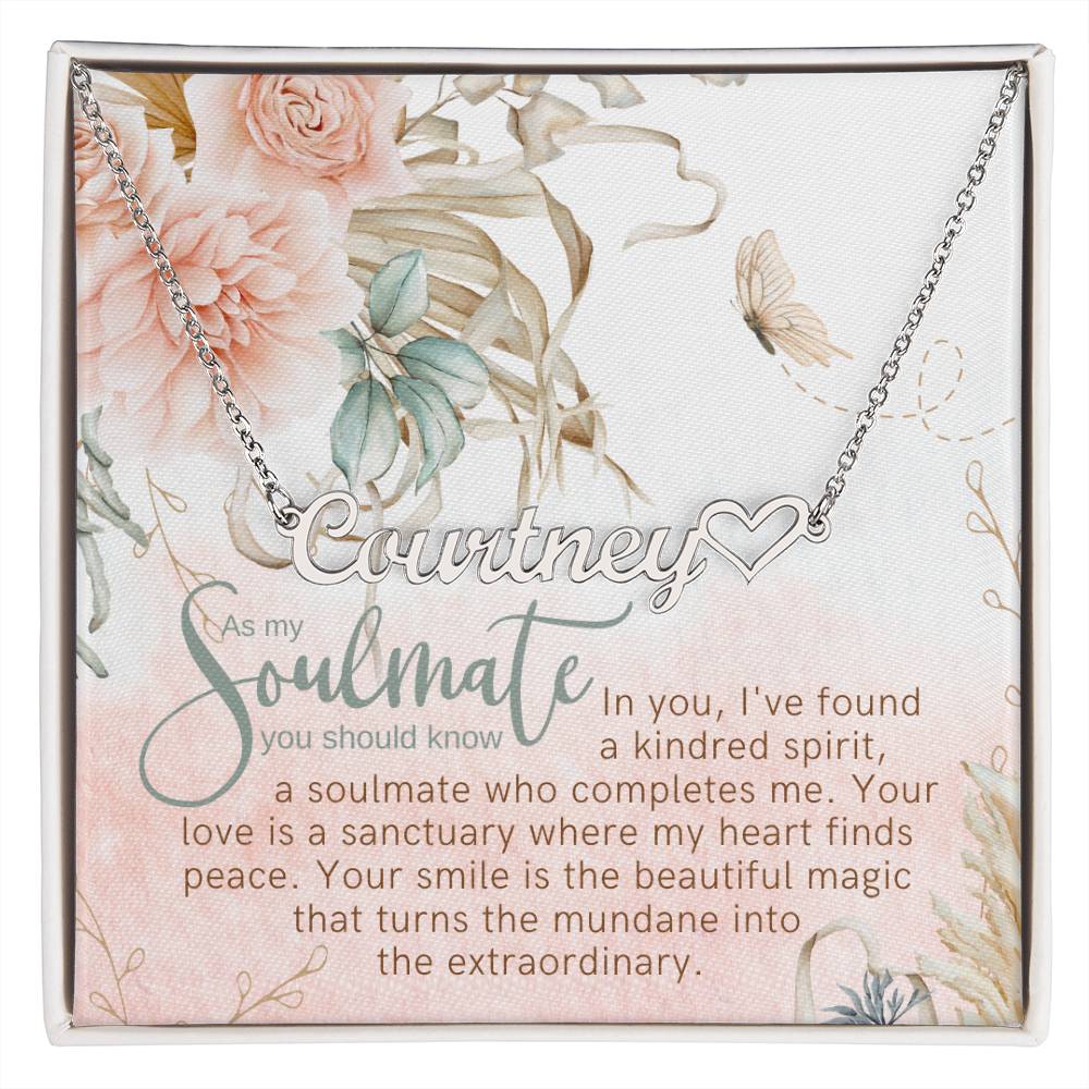 kindred spirit name necklace with heart