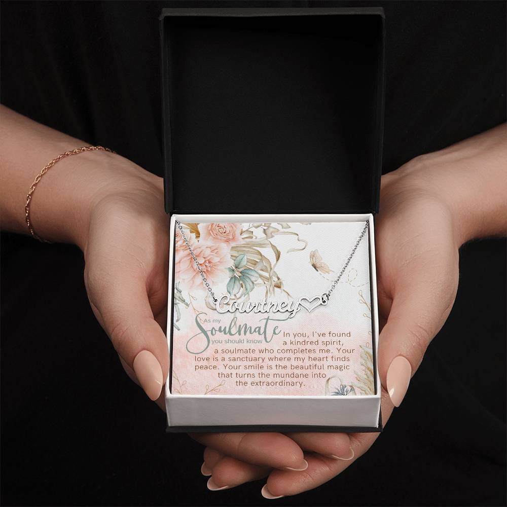kindred spirit name necklace with heart