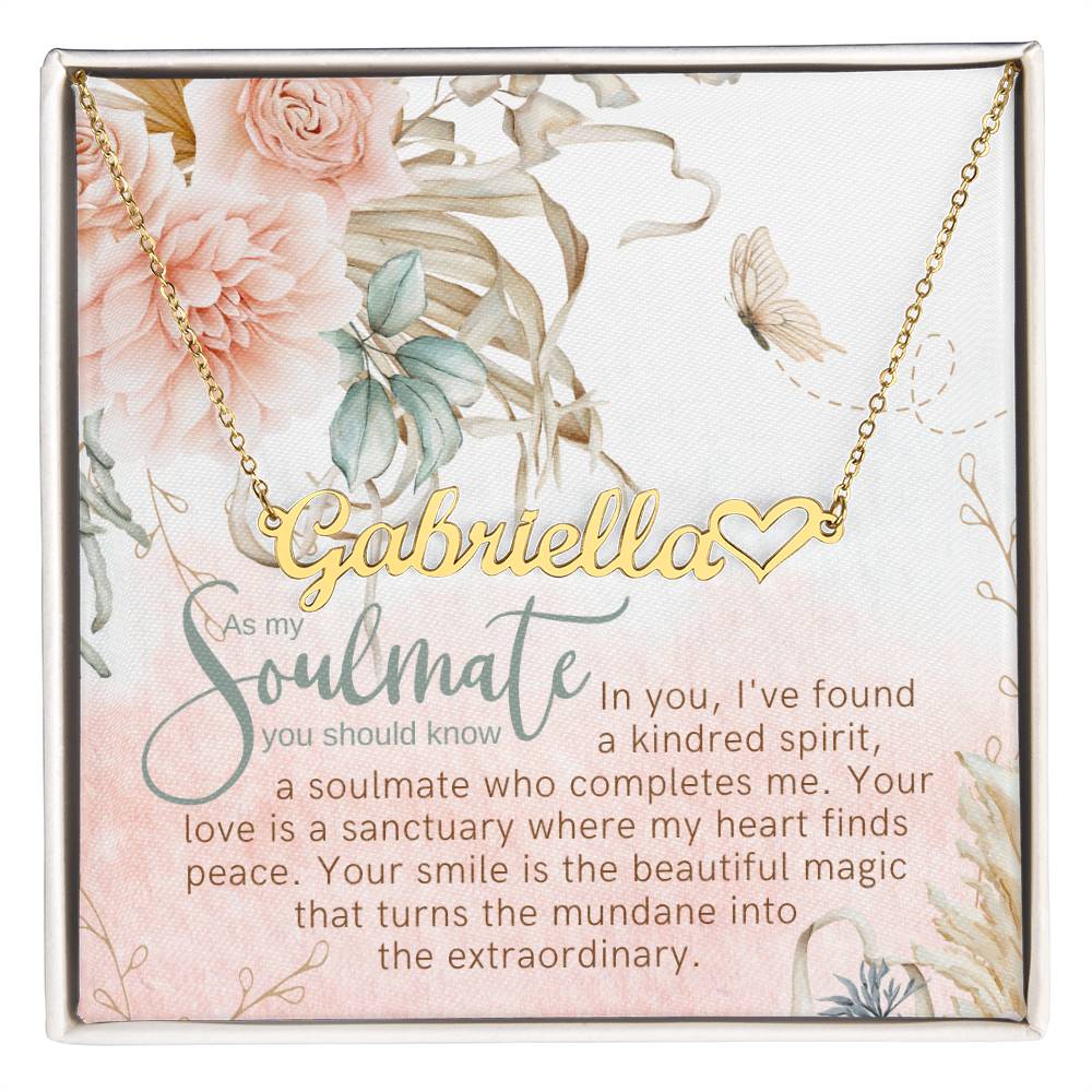 kindred spirit name necklace with heart