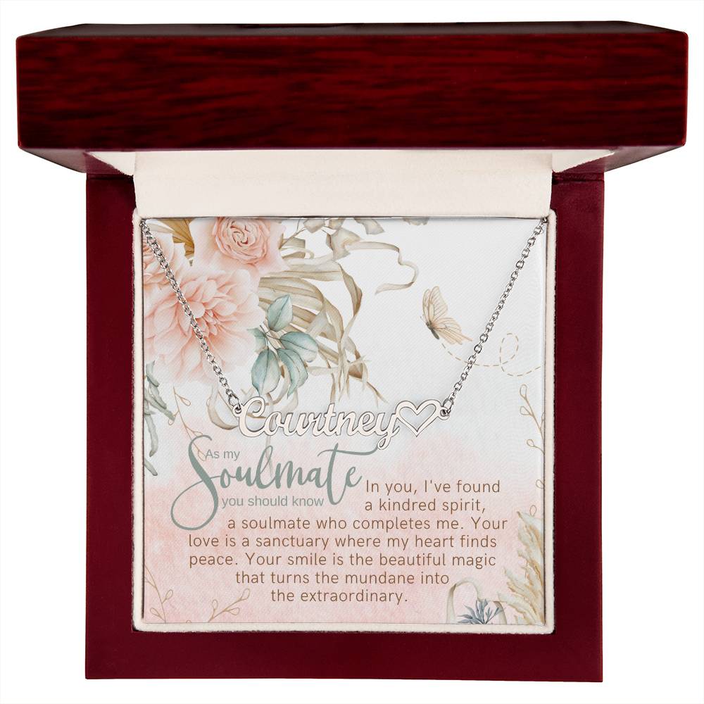 kindred spirit name necklace with heart