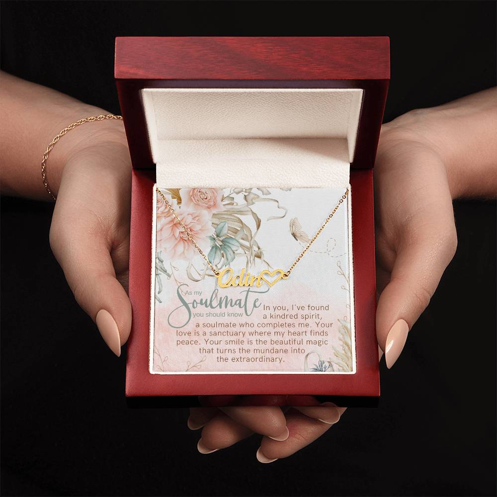 kindred spirit name necklace with heart
