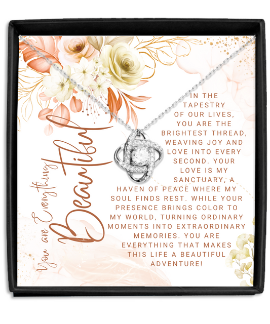 You Are Everything Beautiful Love Knot Silver Gold Necklace