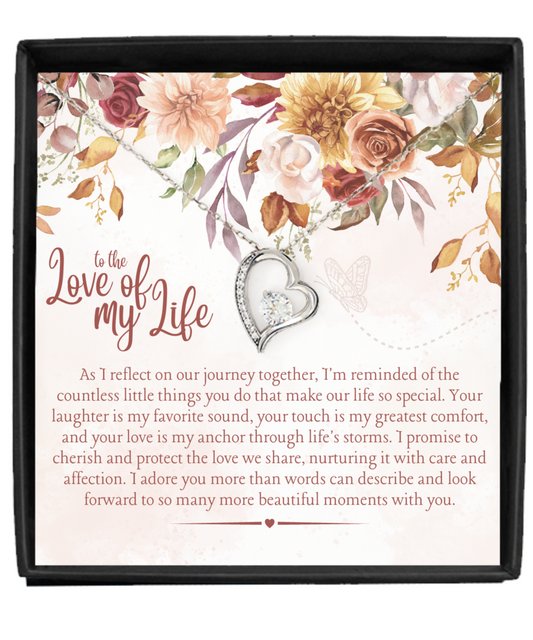 to the Love of My Life Solitaire Crystal Heart Necklace
