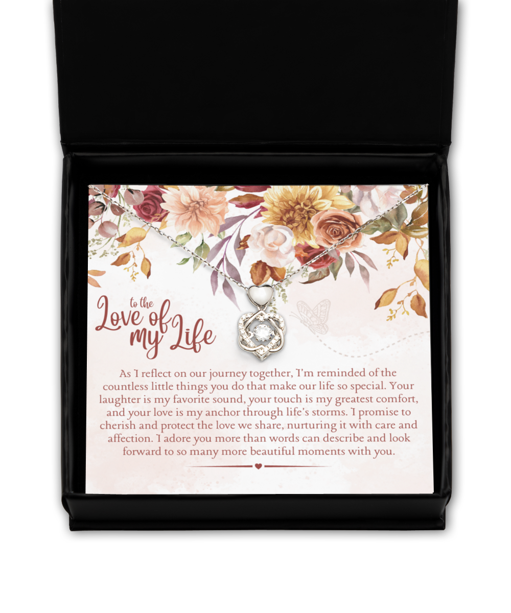 to the Love of My Life Dancing Silver Heart Knot Necklace