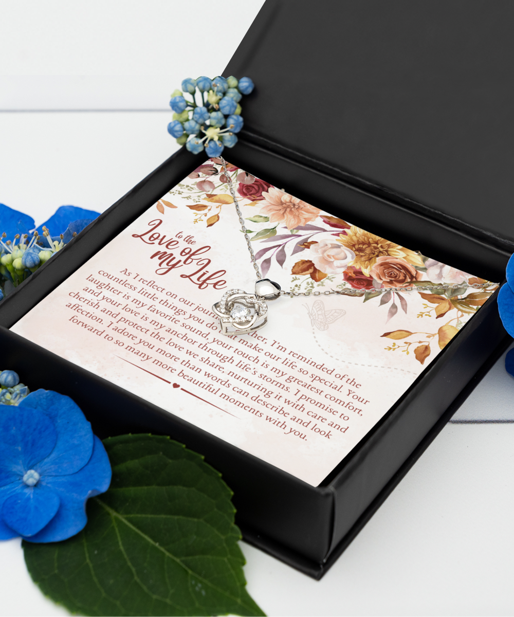 to the Love of My Life Dancing Silver Heart Knot Necklace
