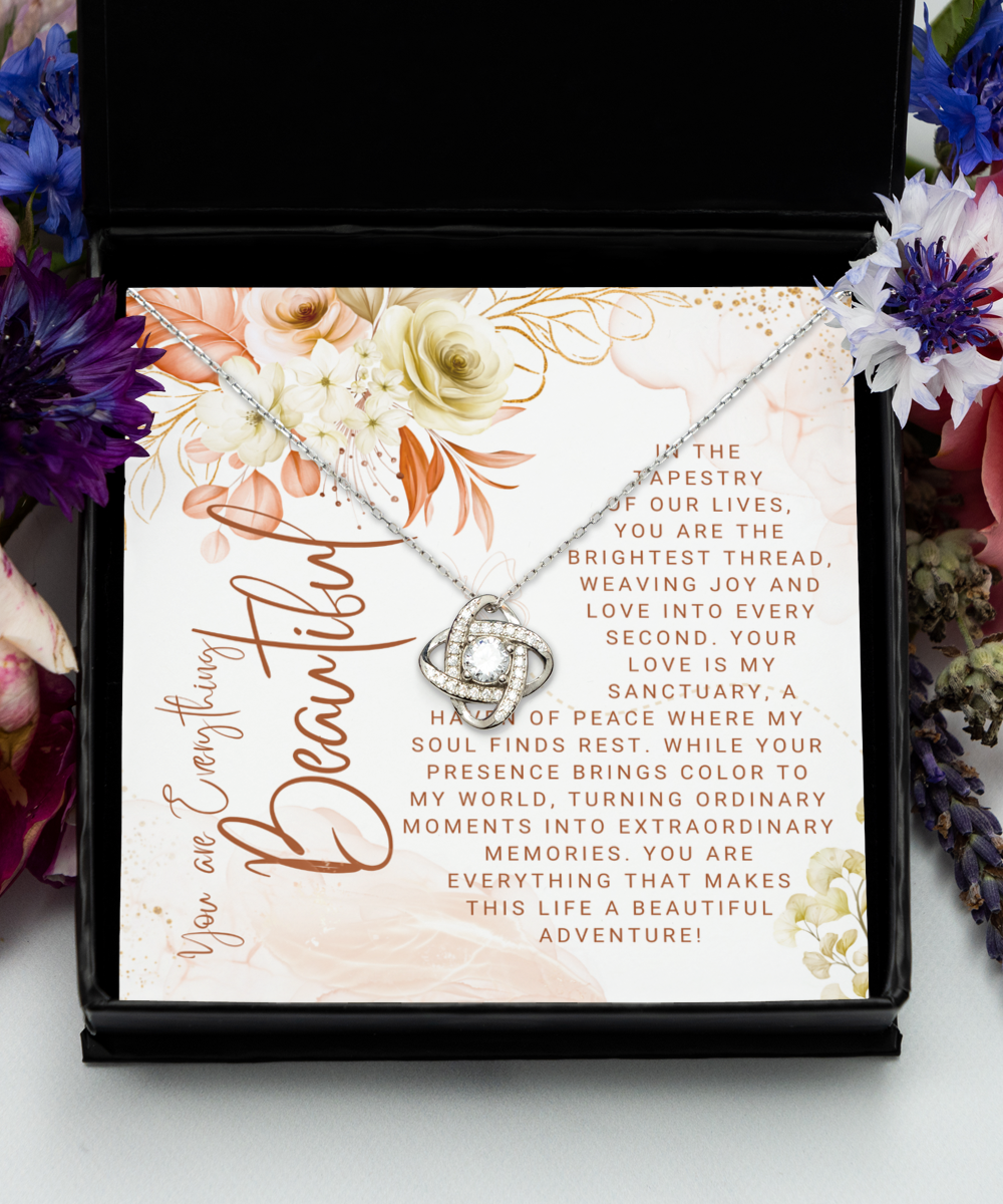 You Are Everything Beautiful Love Knot Silver Gold Necklace