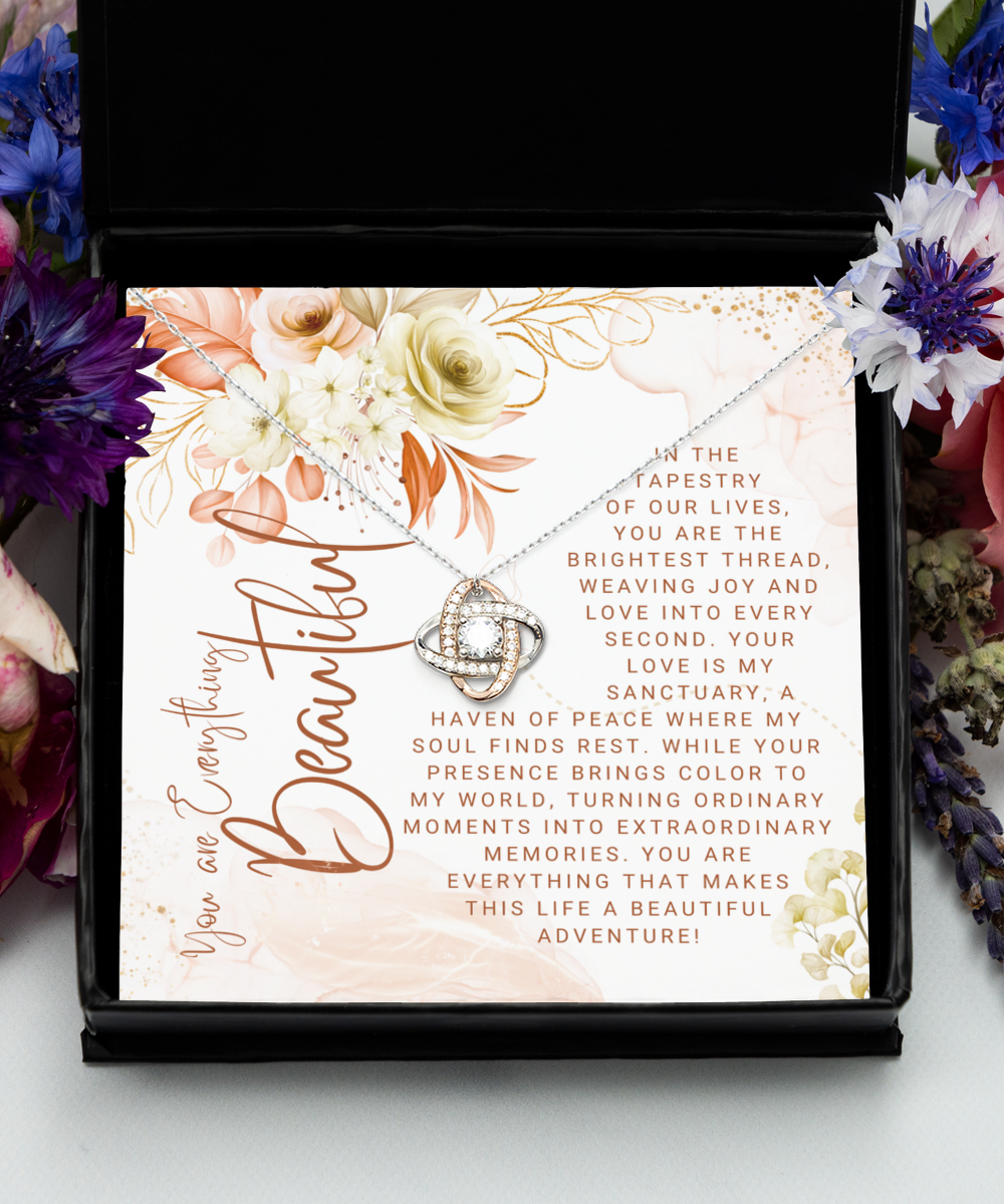 You Are Everything Beautiful Love Knot Rose Gold Necklace
