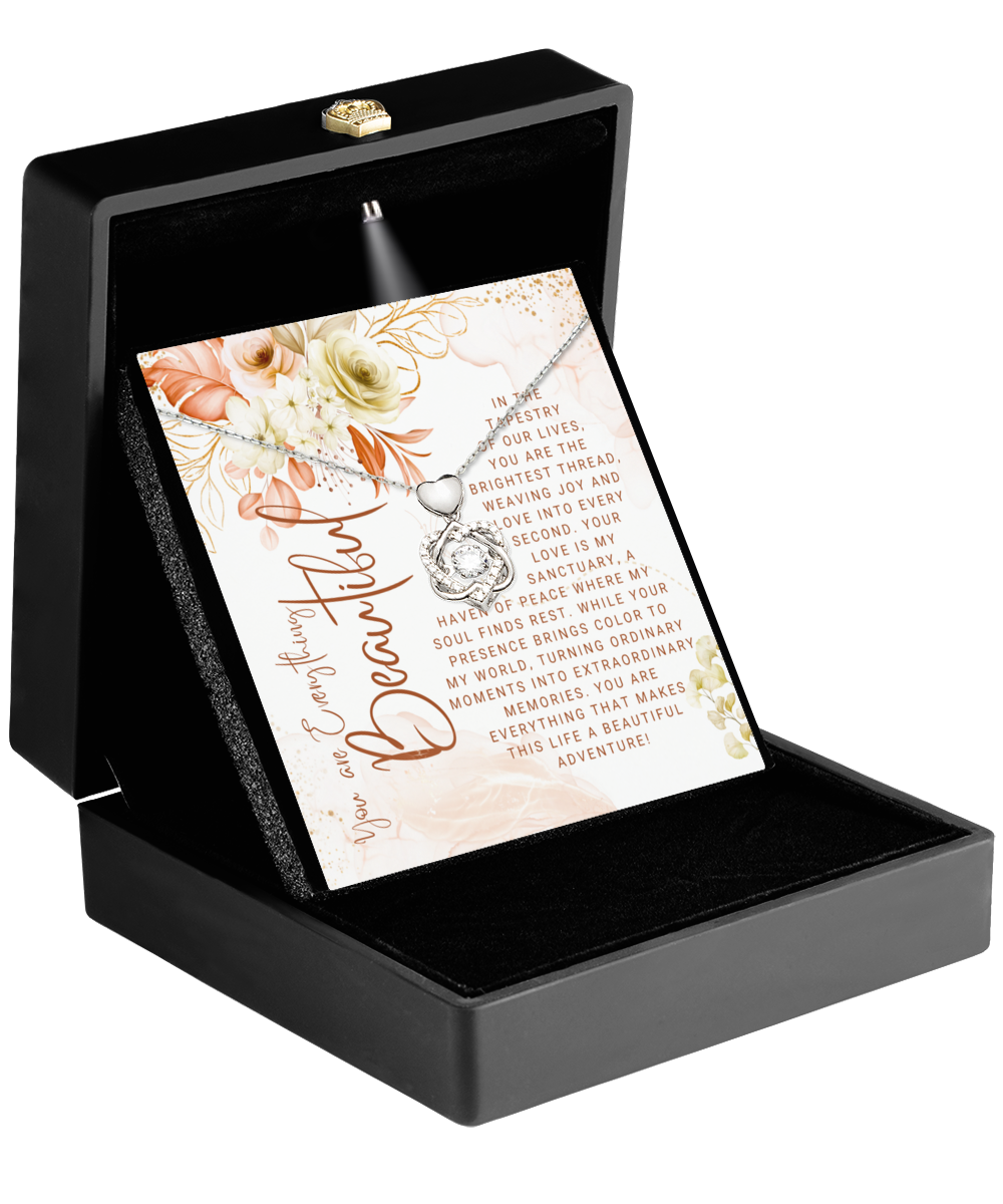 You Are Everything Beautiful Dancing Heart Knot Silver Necklace