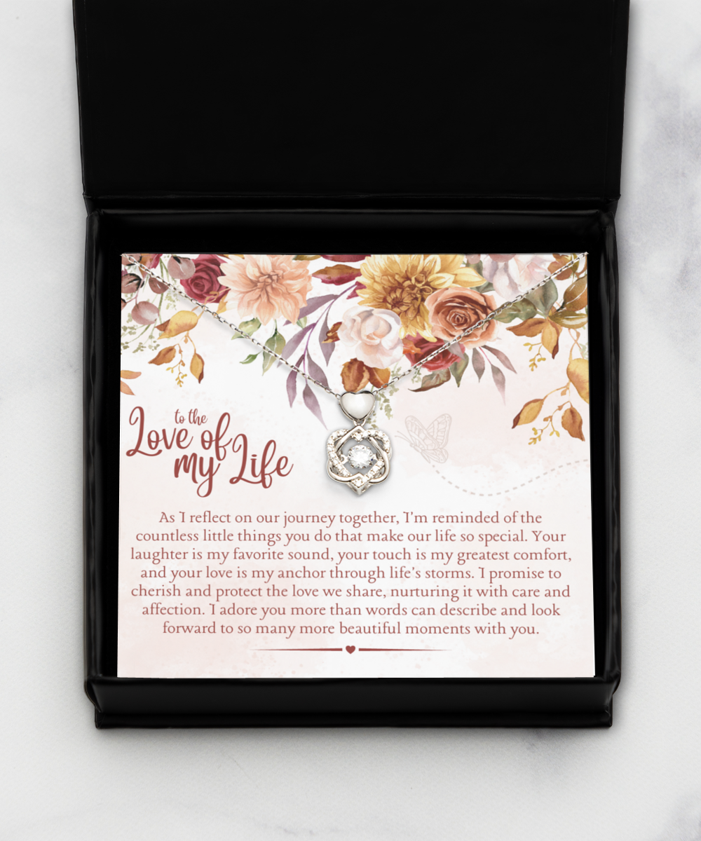 to the Love of My Life Dancing Silver Heart Knot Necklace