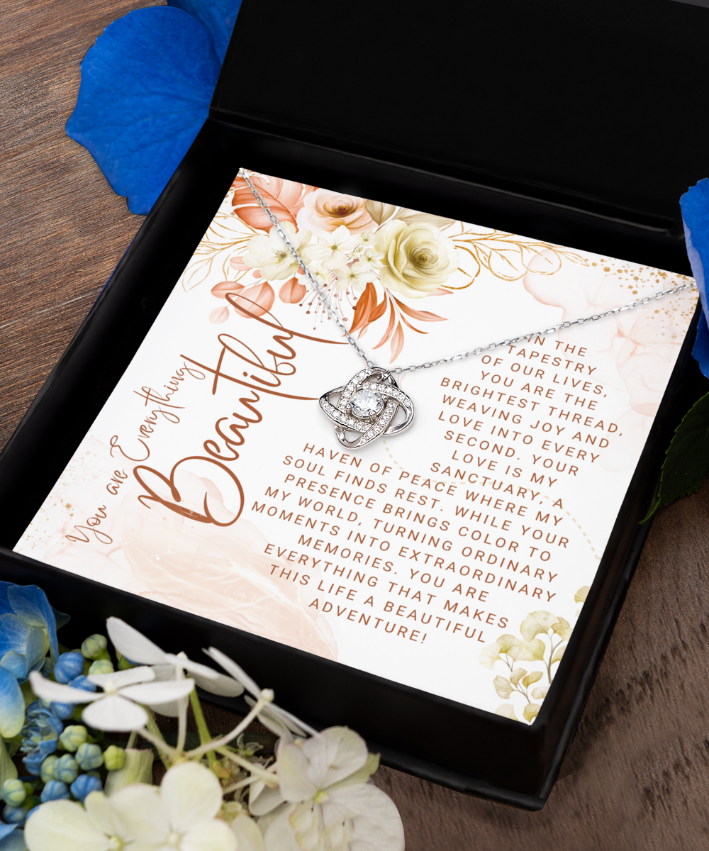 You Are Everything Beautiful Love Knot Silver Gold Necklace