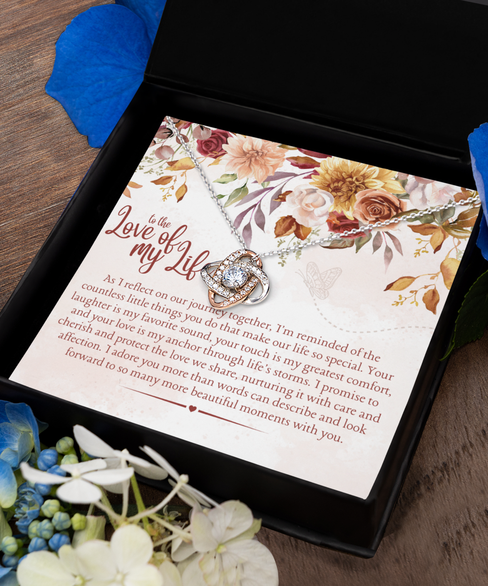 to the Love of My Life Rose Gold Love Knot Necklace