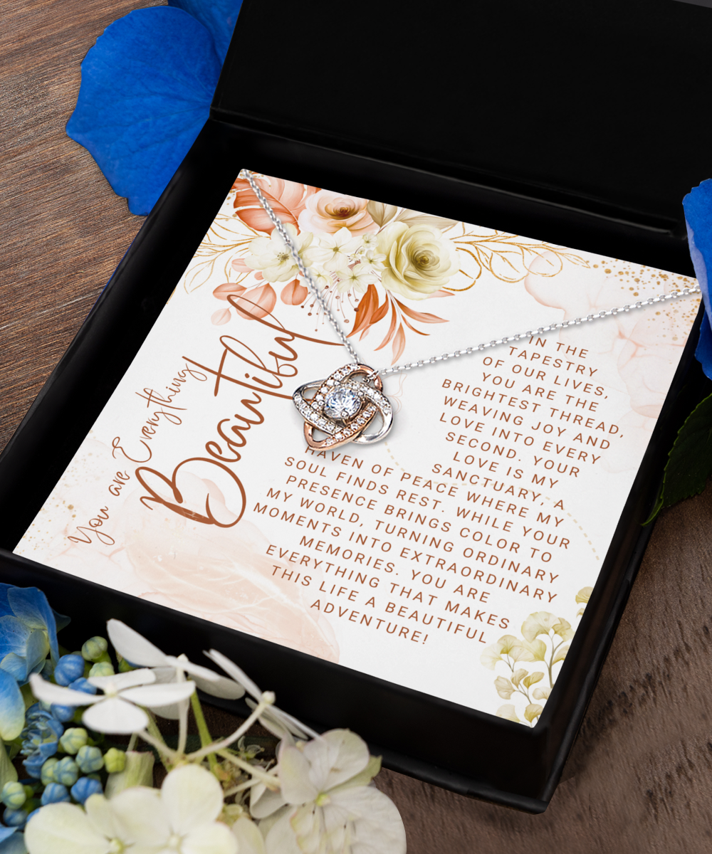 You Are Everything Beautiful Love Knot Rose Gold Necklace